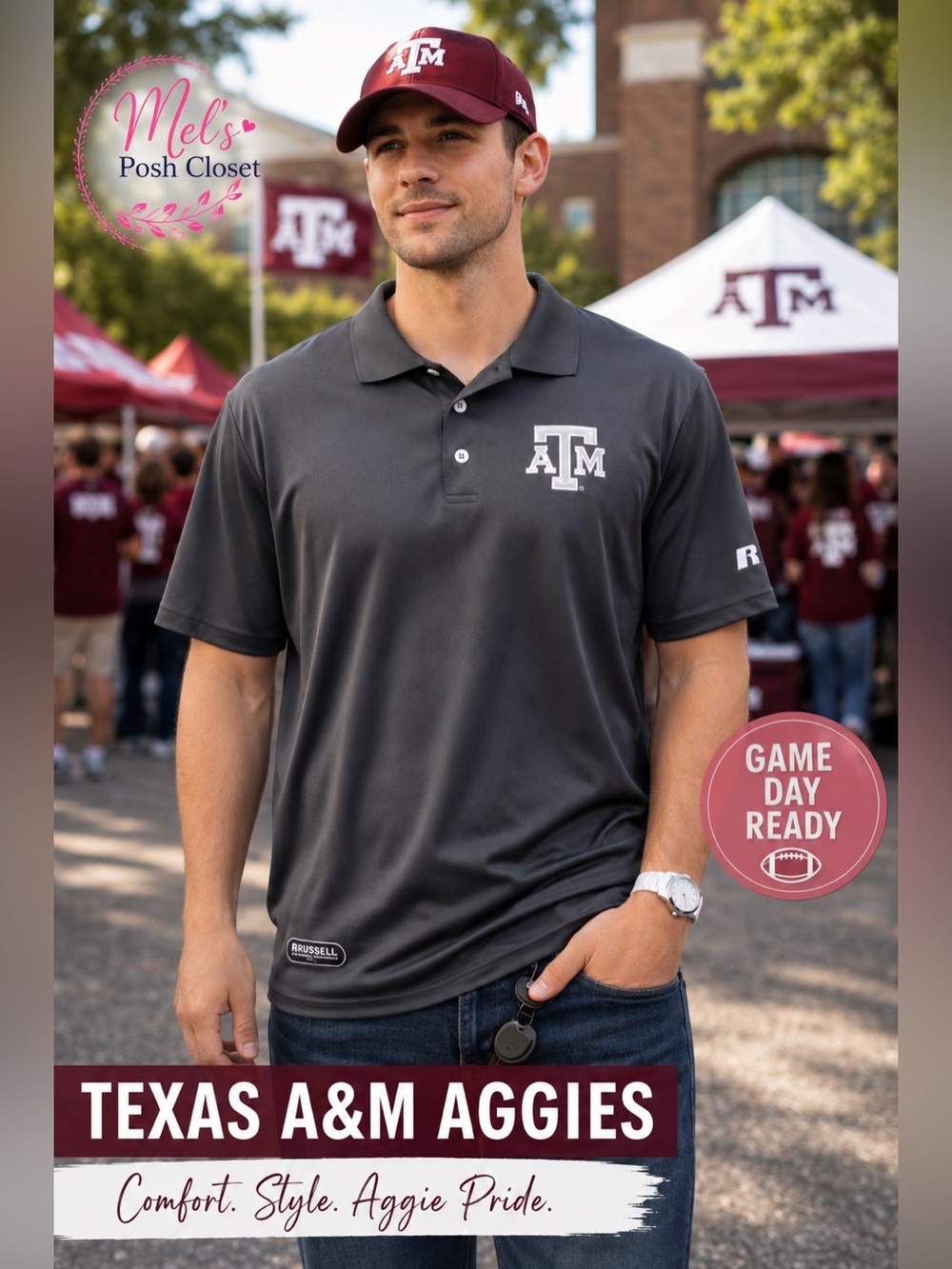 🚨Texas A&M Aggies Russell Dri-Fit Polo XL | Game Day Essential